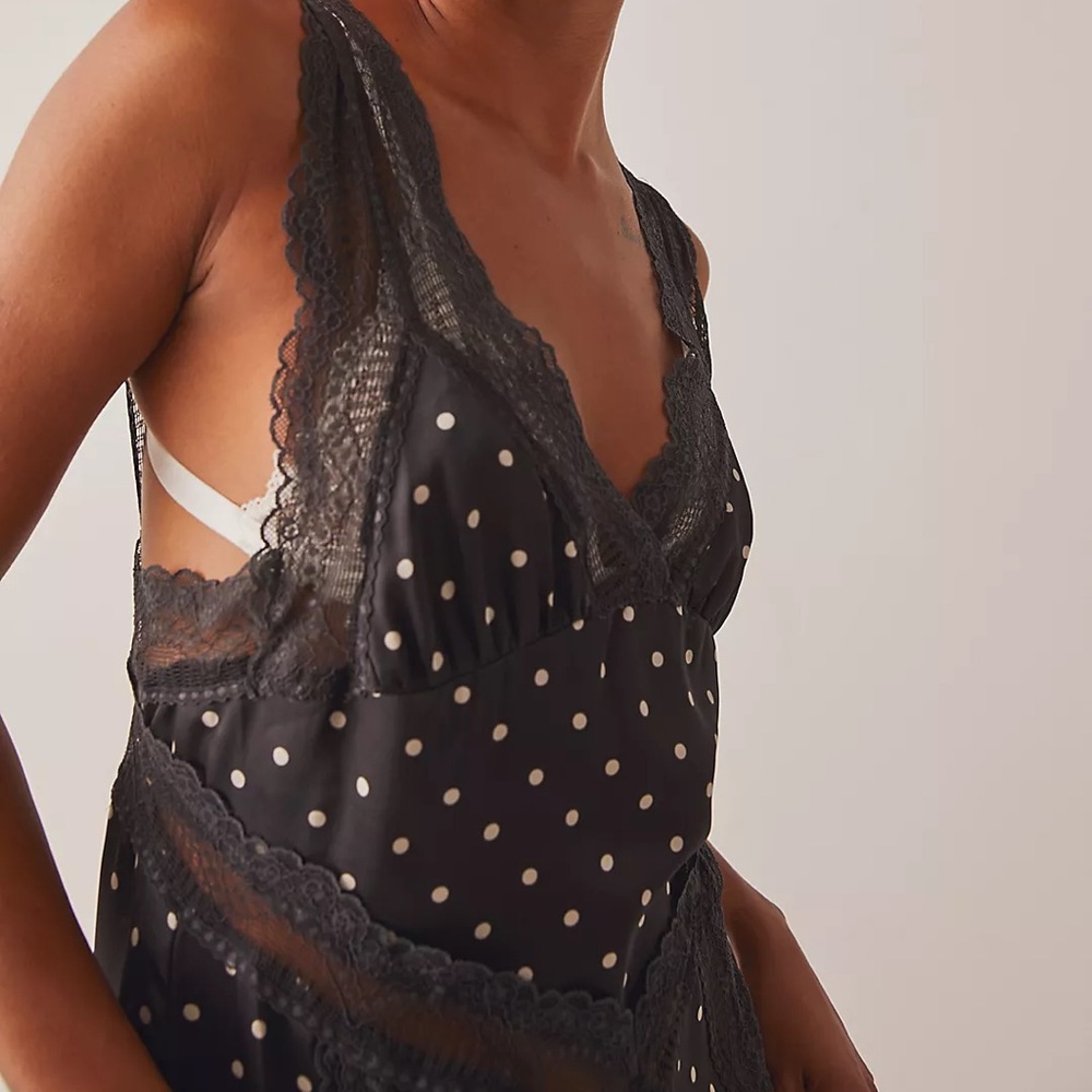 NWT Free People Bad For You Printed Slip in Black Combo - Picture 3 of 11